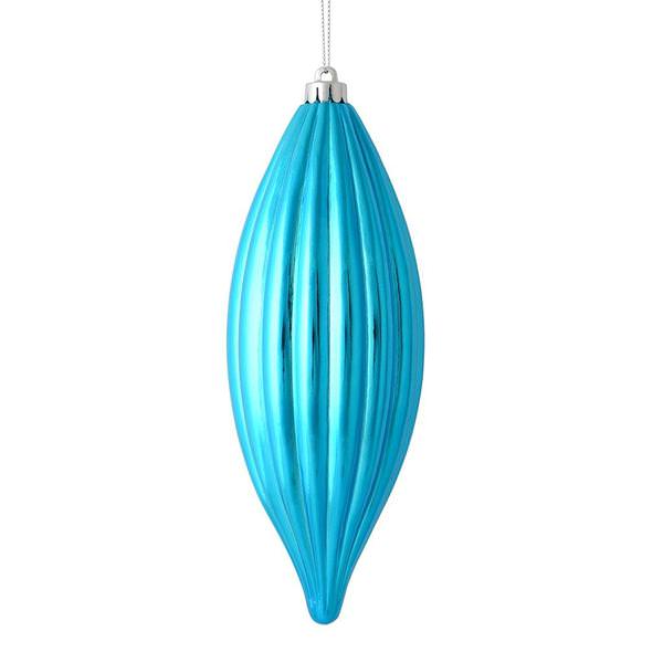 8" Turquoise Shiny Line Finial Ornament (4 pack)