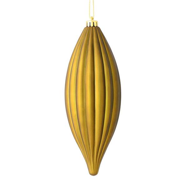 8" Olive Matte Line Finial Ornament (4 pack)