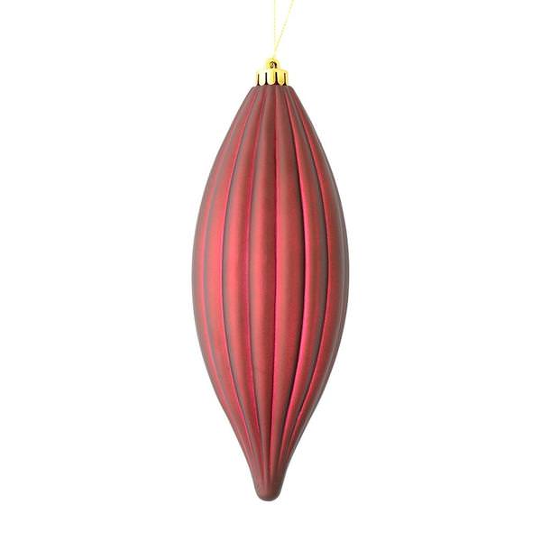 8" Wine Matte Line Finial Ornament (4 pack)