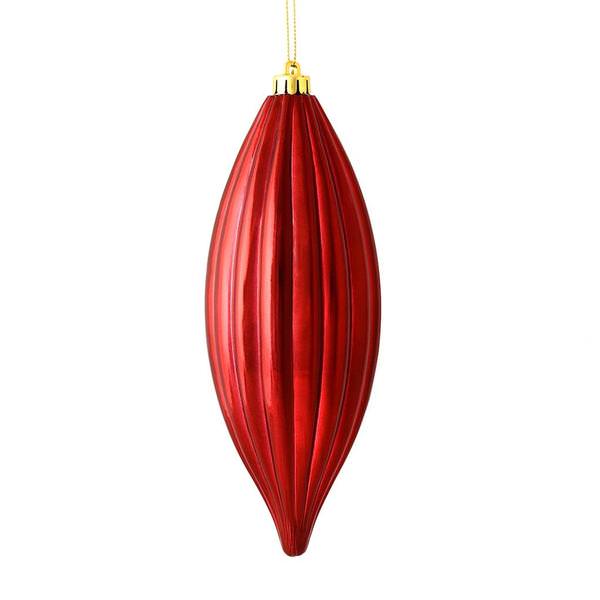 8" Wine Shiny Line Finial Ornament (4 pack)