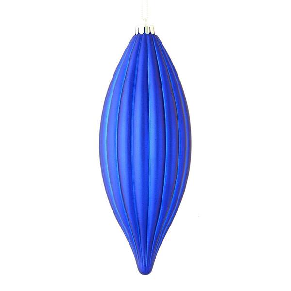 8" Cobalt Blue Matte Line Finial Ornament (4 pack)