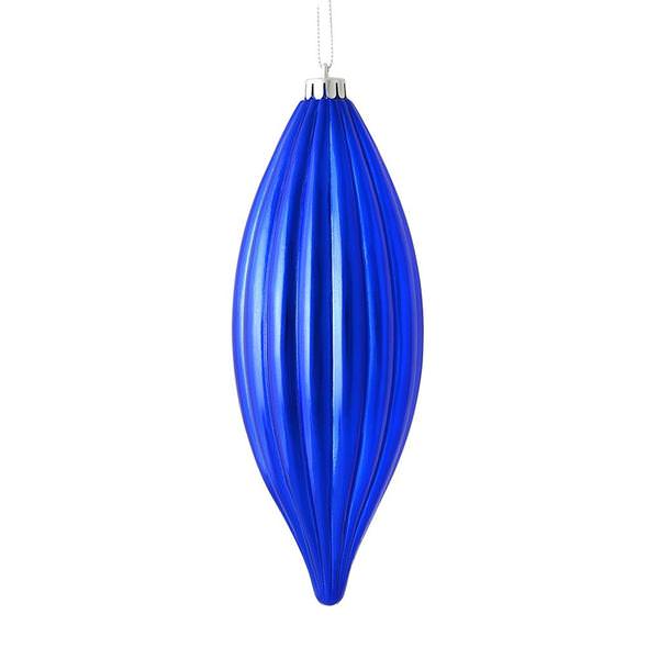 8" Cobalt Blue Shiny Line Finial Ornament (4 pack)