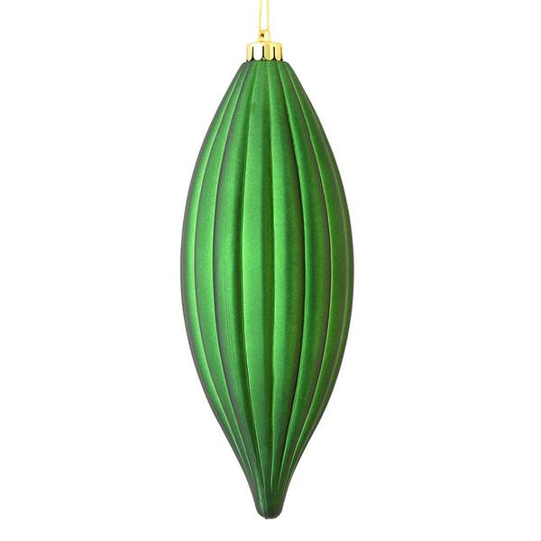 8" Emerald Matte Line Finial Ornament (4 pack)
