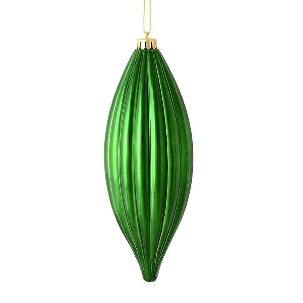 8" Emerald Shiny Line Finial Ornament (4 pack)