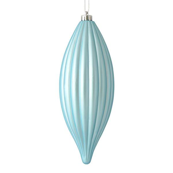 8" Baby Blue Matte Line Finial Ornament (4 pack)