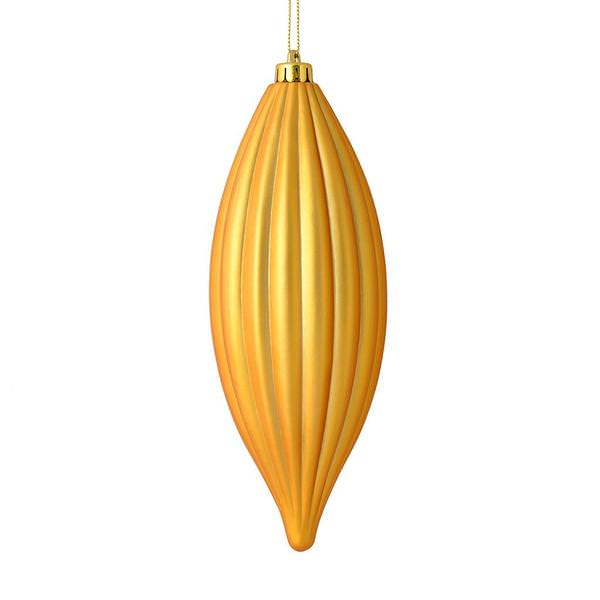 8" Honey Gold Matte Line Finial Ornament (4 pack)
