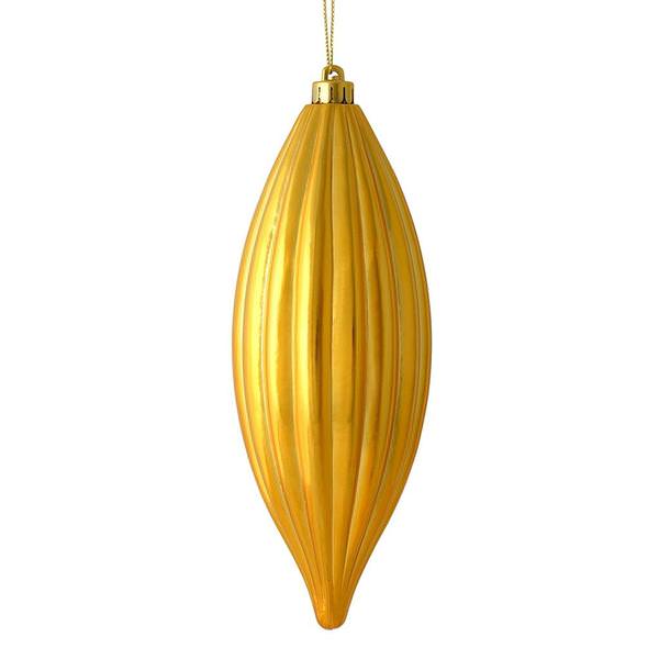 8" Honey Gold Shiny Line Finial Ornament (4 pack)