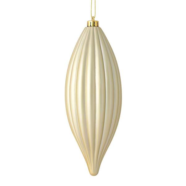 8" Champagne Matte Line Finial Ornament (4 pack)