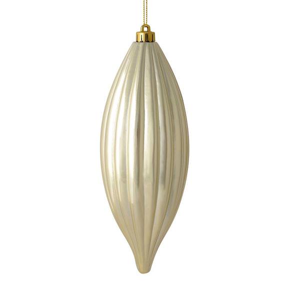 8" Champagne Shiny Line Finial Ornament (4 pack)