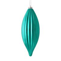 Vickerman 8" Teal Shiny Line Finial Ornament (4 pack)