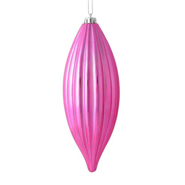 8" Mauve Shiny Line Finial Ornament (4 pack)