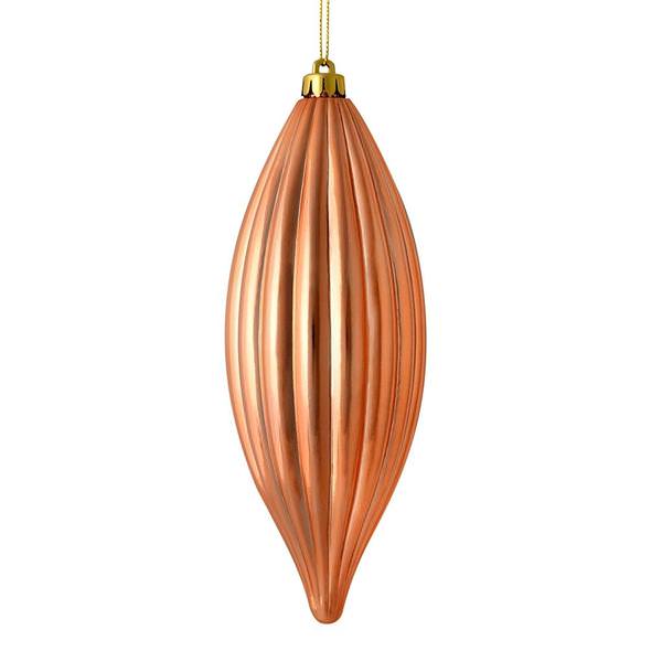 8" Rose Gold Shiny Line Finial Ornament (4 pack)