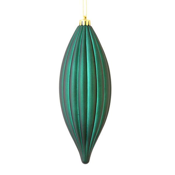 8" Sea Blue Matte Line Finial Ornament (4 pack)