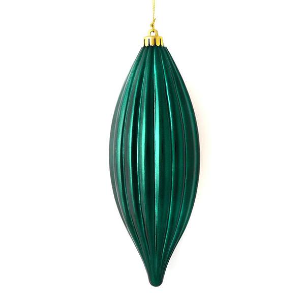 8" Sea Blue Shiny Line Finial Ornament (4 pack)