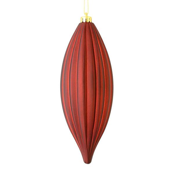 8" Burgundy Matte Line Finial Ornament (4 pack)