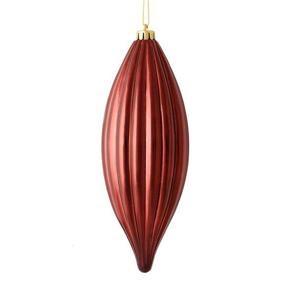 8" Burgundy Shiny Line Finial Ornament (4 pack)