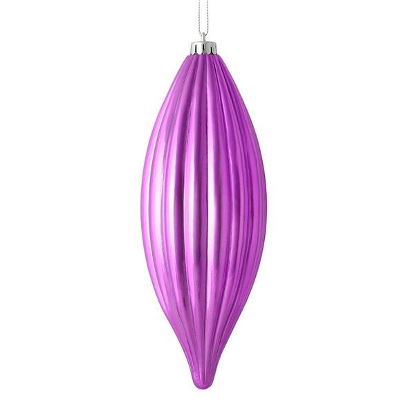 8" Orchid Shiny Line Finial Ornament (4 pack)
