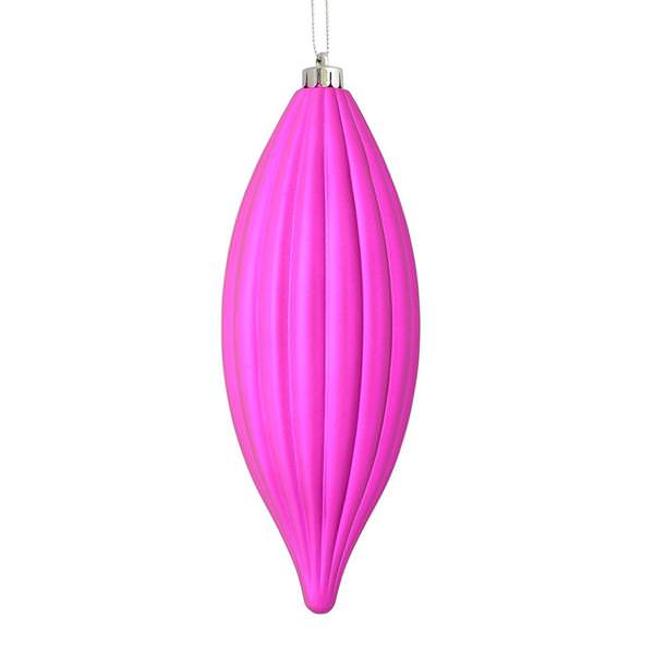 8" Fuchsia Matte Line Finial Ornament (4 pack)