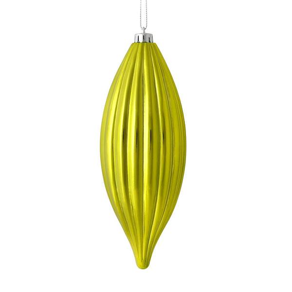 8" Lime Shiny Line Finial Ornament (4 pack)