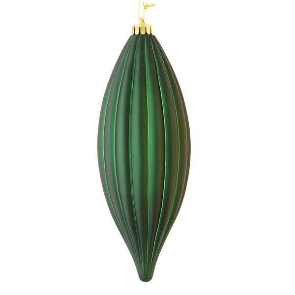8" Midnight Green Matte Line Finial Ornament (4 pack)
