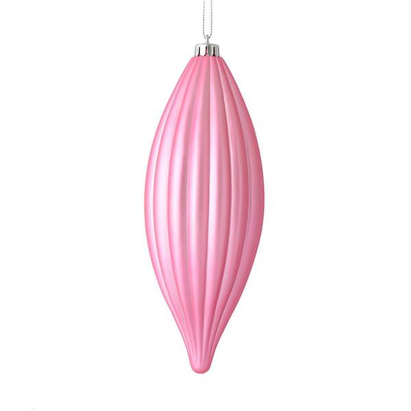 8" Pink Matte Line Finial Ornament (4 pack)