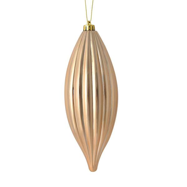 8" Cafe Latte Shiny Line Finial Ornament (4 pack)