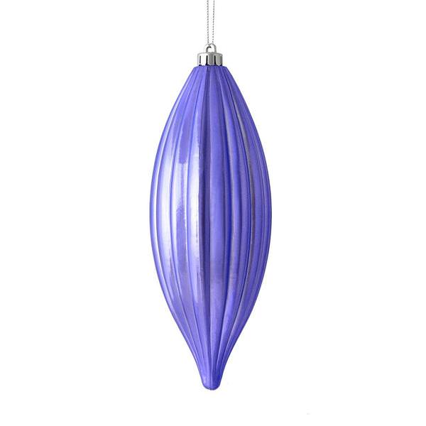 8" Lavender Shiny Line Finial Ornament (4 pack)