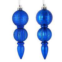 Vickerman 5" Blue Glitter/Matte Finial Ornament (set of 6)