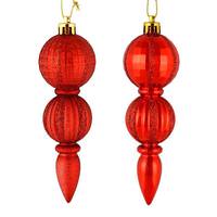 Vickerman 5" Red Glitter/Matte Finial Ornament (set of 6)
