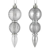 Vickerman 5" Silver Glitter/Matte Finial Ornament (set of 6)