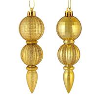 Vickerman 5" Gold Glitter/Matte Finial Ornament (set of 6)