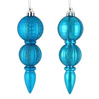 Vickerman 5" Turquoise Glitter/Matte Finial Ornament (set of 6)