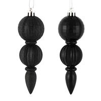 Vickerman 5" Black Glitter/Matte Finial Ornament (set of 6)