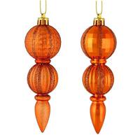 Vickerman 5" Burnished Orange Glitter/Matte Finial Ornament (set of 6)
