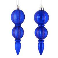 Vickerman 5" Coblt Blue Glitter/Matte Finial Ornament (set of 6)