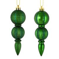 Vickerman 5" Emerald Glitter/Matte Finial Ornament (set of 6)