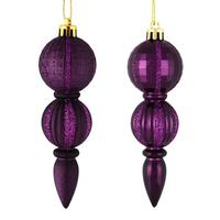 Vickerman 5" Plum Glitter/Matte Finial Ornament (set of 6)