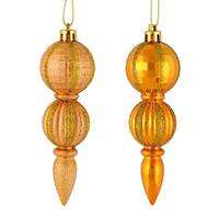 Vickerman 5" Antique Gold Glitter/Matte Finial Ornament (set of 6)