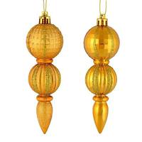 Vickerman 5" Honey Gold Glitter/Matte Finial Ornament (set of 6)