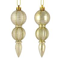 Vickerman 5" Champagne Glitter/Matte Finial Ornament (set of 6)
