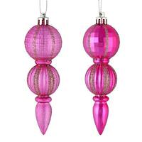 Vickerman 5" Mauve Glitter/Matte Finial Ornament (set of 6)