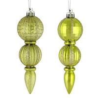 Vickerman 5" Celadon Glitter/Matte Finial Ornament (set of 6)