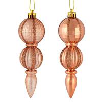 Vickerman 5" Rose Gold Glitter/Matte Finial Ornament (set of 6)