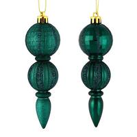 Vickerman 5" Sea Blue Glitter/Matte Finial Ornament (set of 6)