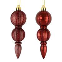 Vickerman 5" Burgundy Glitter/Matte Finial Ornament (set of 6)