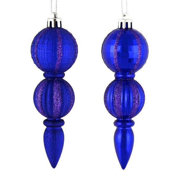 5" Purple Glitter/Matte Finial Ornament (set of 6)