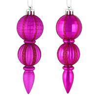 Vickerman 5" Fuchsia Glitter/Matte Finial Ornament (set of 6)