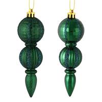 Vickerman 5" Midnight Green Glitter/Matte Finial Ornament (set of 6)