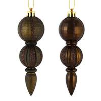 Vickerman 5" Chocolate Glitter/Matte Finial Ornament (set of 6)