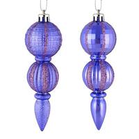 Vickerman 5" Lavender Glitter/Matte Finial Ornament (set of 6)